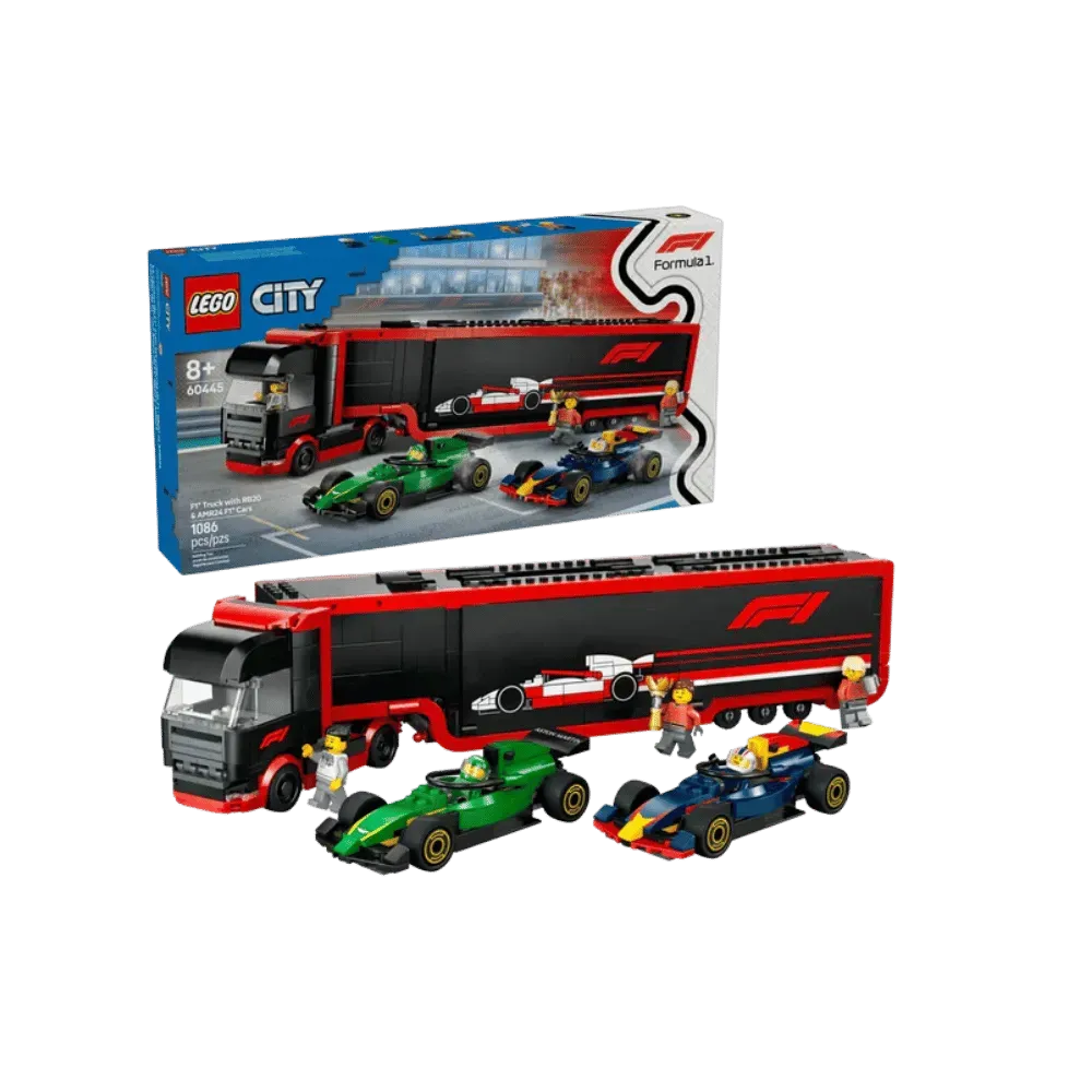 LEGO X F1 Truck with RB20 & AMR24 F1 Cars