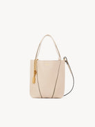 CHLOE Small Chloé Spin tote bag in grained leather Sweet Beige