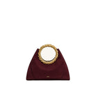 JW PEI Amiya Leaf Handle Faux Suede Sculpture Bag - Merlot Red
