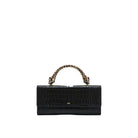 JW PEI Maya Leopard-Shaped Hardware Handle Top Handle Bag - Black Croc