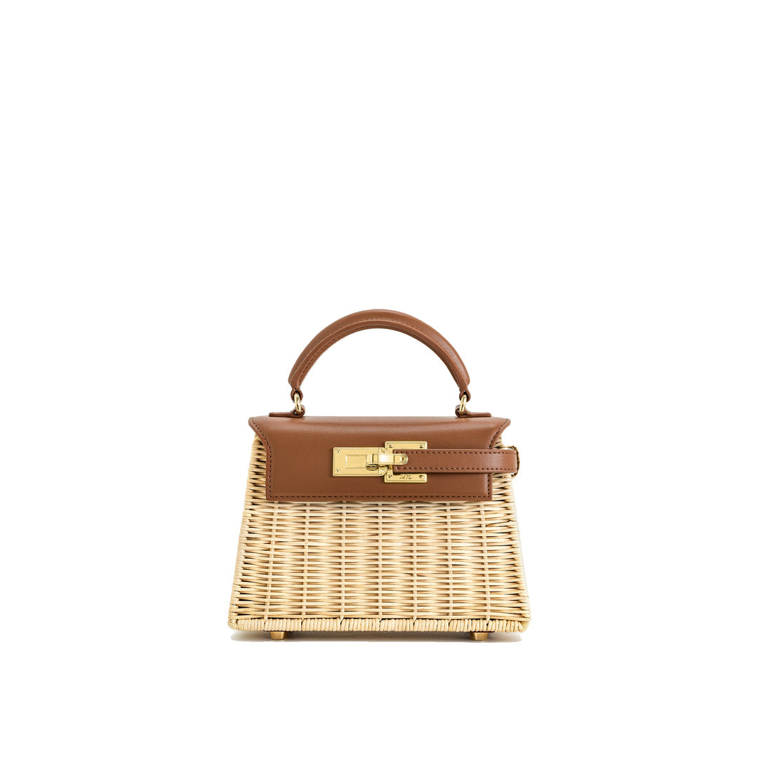 JW PEI Elise Natural Rattan Weaving  Handbag - Brown Rattan