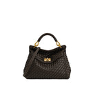 JW PEI Lucia Classic Top Handle Woven Bag - Dark Brown