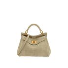 JW PEI Lucia Classic Croc-Embossed Faux Suede Top Handle Bag - Light Beige