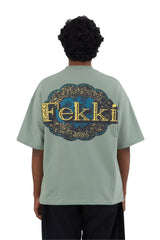 Artwork depicting Fekki's sigil if it were present in the Roman Age , green tshirt , bixy oversized fit limited edition collectible tee