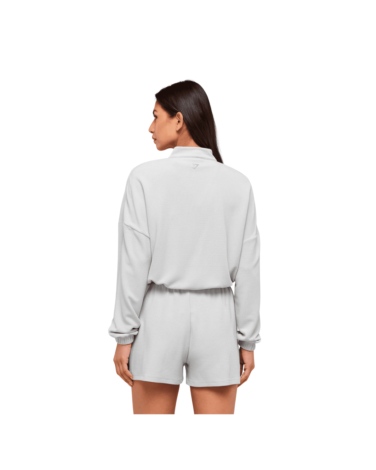 Gymshark Waffle Midi Zip Up Jacket Light Grey