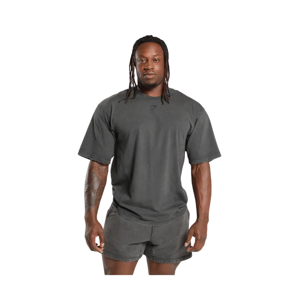Gymshark Heritage Washed T-Shirt Oversized Fit Onyx Grey