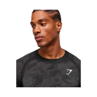 Gymshark Geo Seamless Long Sleeve T-Shirt Slim Fit Black