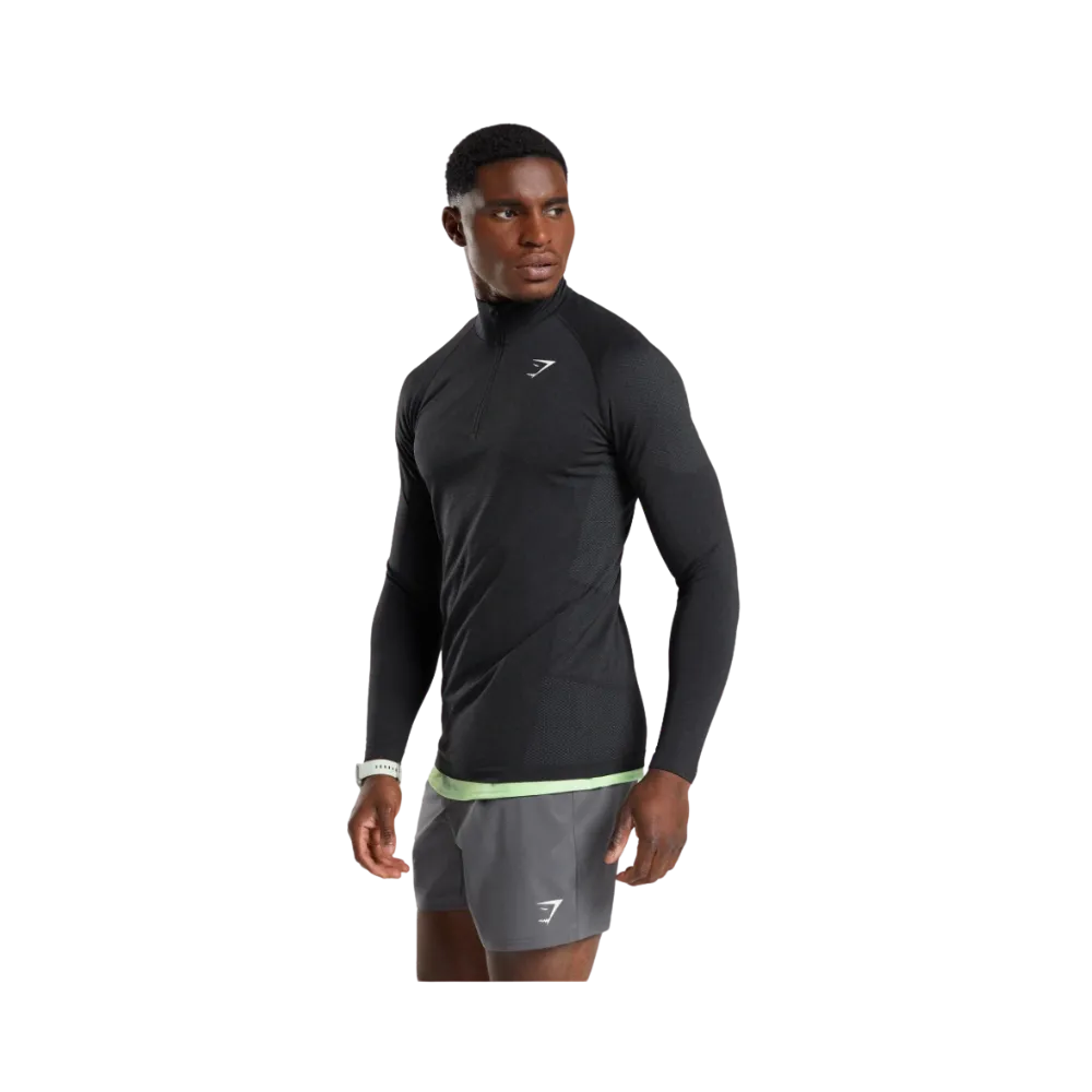 Gymshark Vital Seamless 1/4 Zip Slim Fit Black/Silhouette Grey