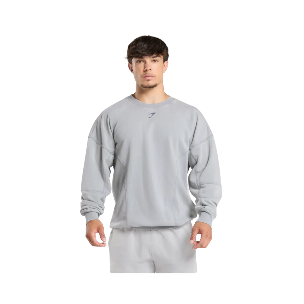 Gymshark Heritage Washed Crew Oversized Fit Denim Grey