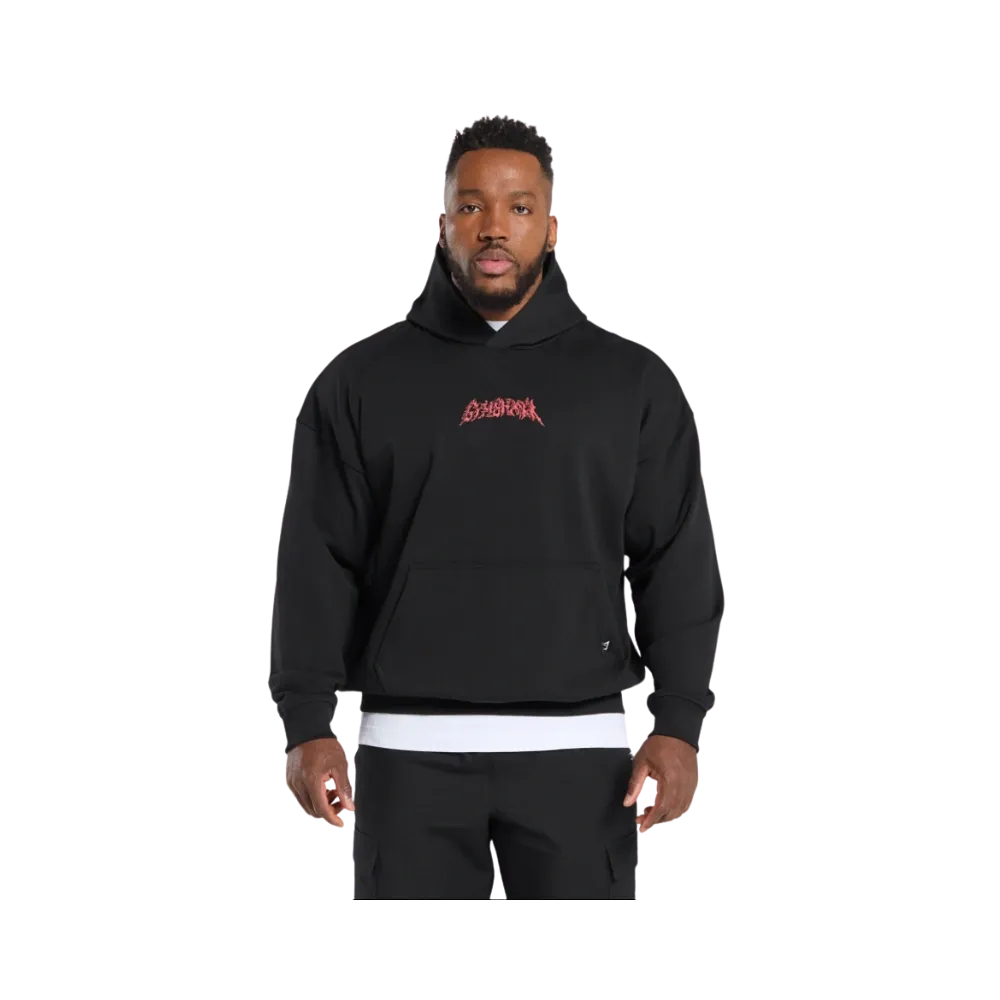 Gymshark Metal Lifting Graphic Hoodie Oversized Fit Black