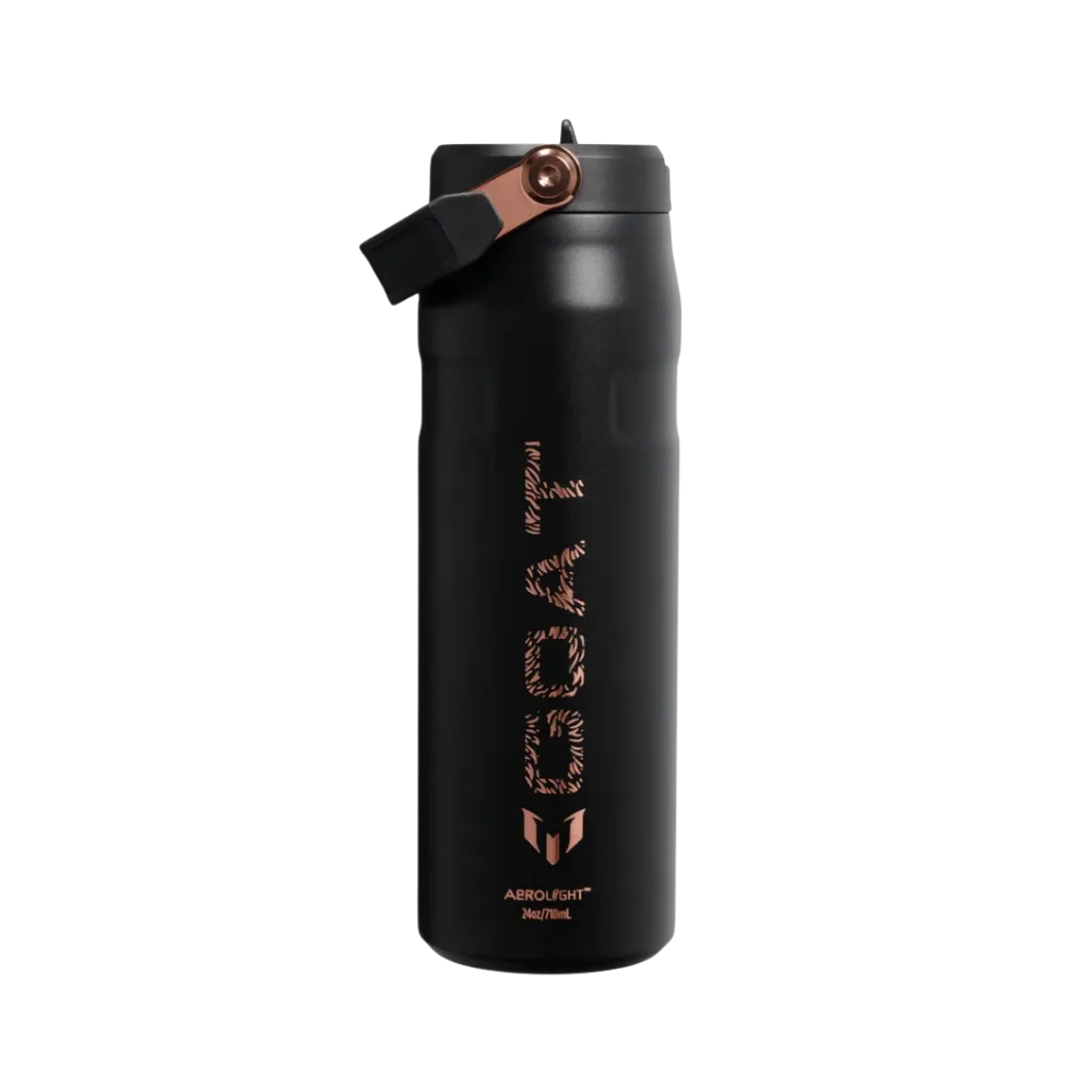 The Messi x Stanley IceFlow™ Flip Straw 2.0 Bottle | 24 OZ 'Messi GOAT Black'