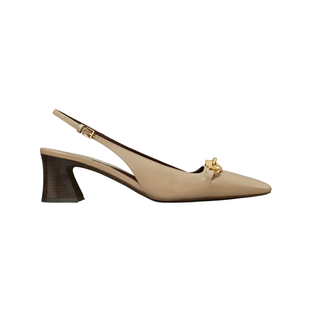 Tory Burch Jessa Heeled Slingback Ecru