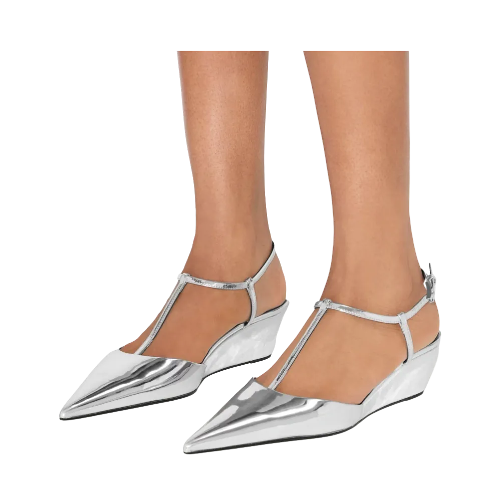 Tory Burch Gigi T-Strap Wedge Platinum