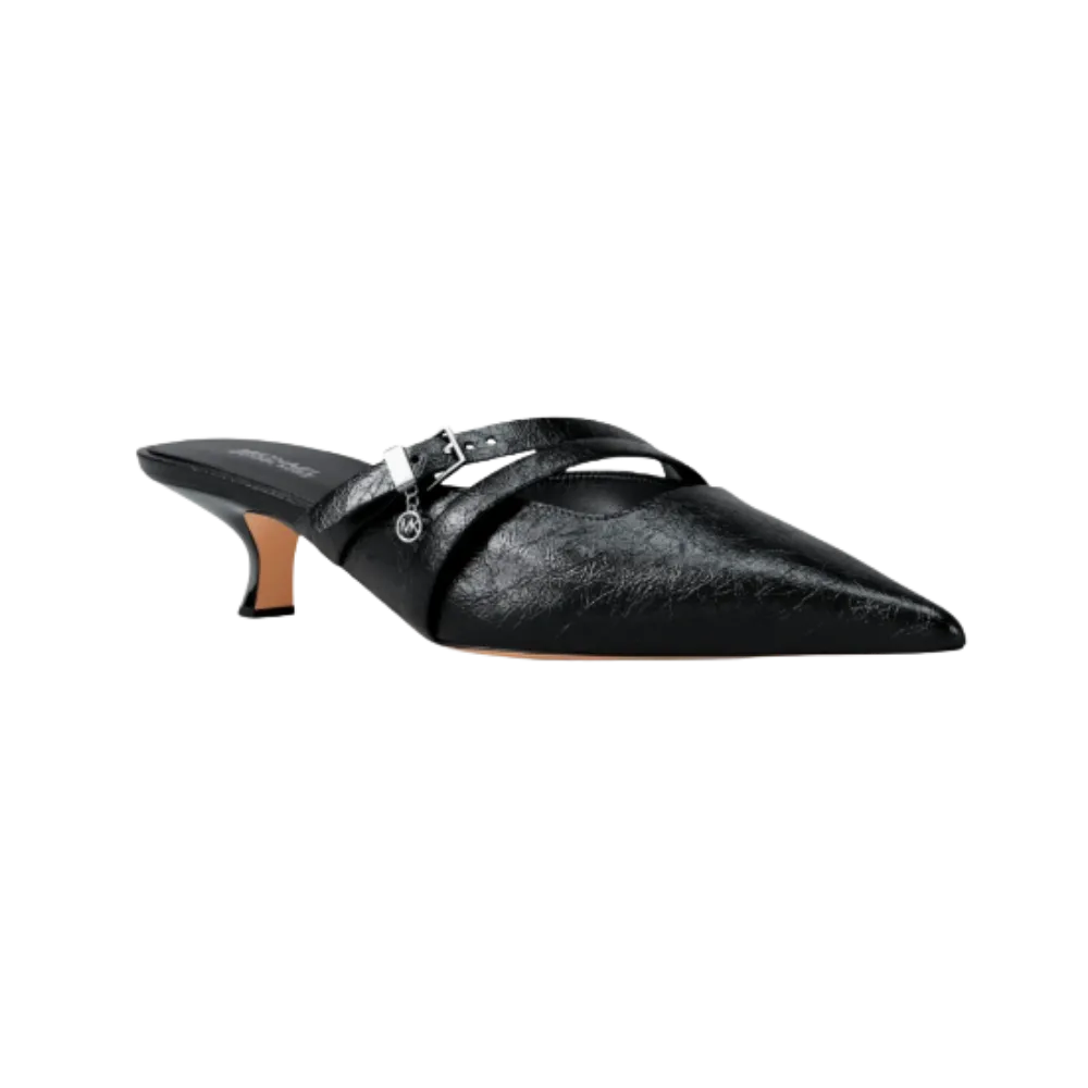 Michael Kors Yvette Crackled Kitten Mule Black