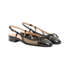 Valentino Valet Du Roi Slingback Ballerina In Mesh And Kidskin 25mm Black