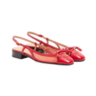 Valentino Valet Du Roi Slingback Ballerina In Mesh And Kidskin 25mm Rouge Pur