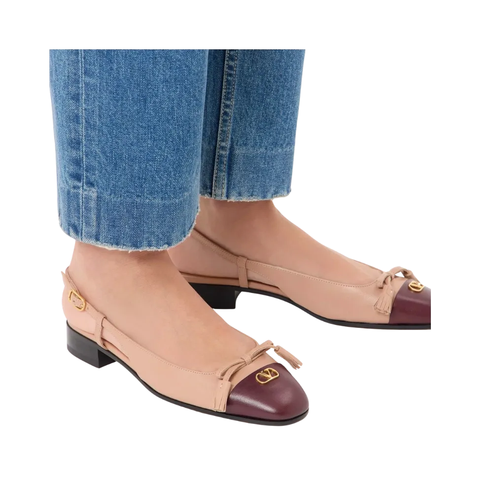 Valentino Valet Du Roi Kid Slingback Ballerina 25mm Rose Cannelle