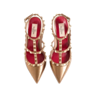 Valentino Rockstud Pump In Laminated Nappa Leather 100mm Gold