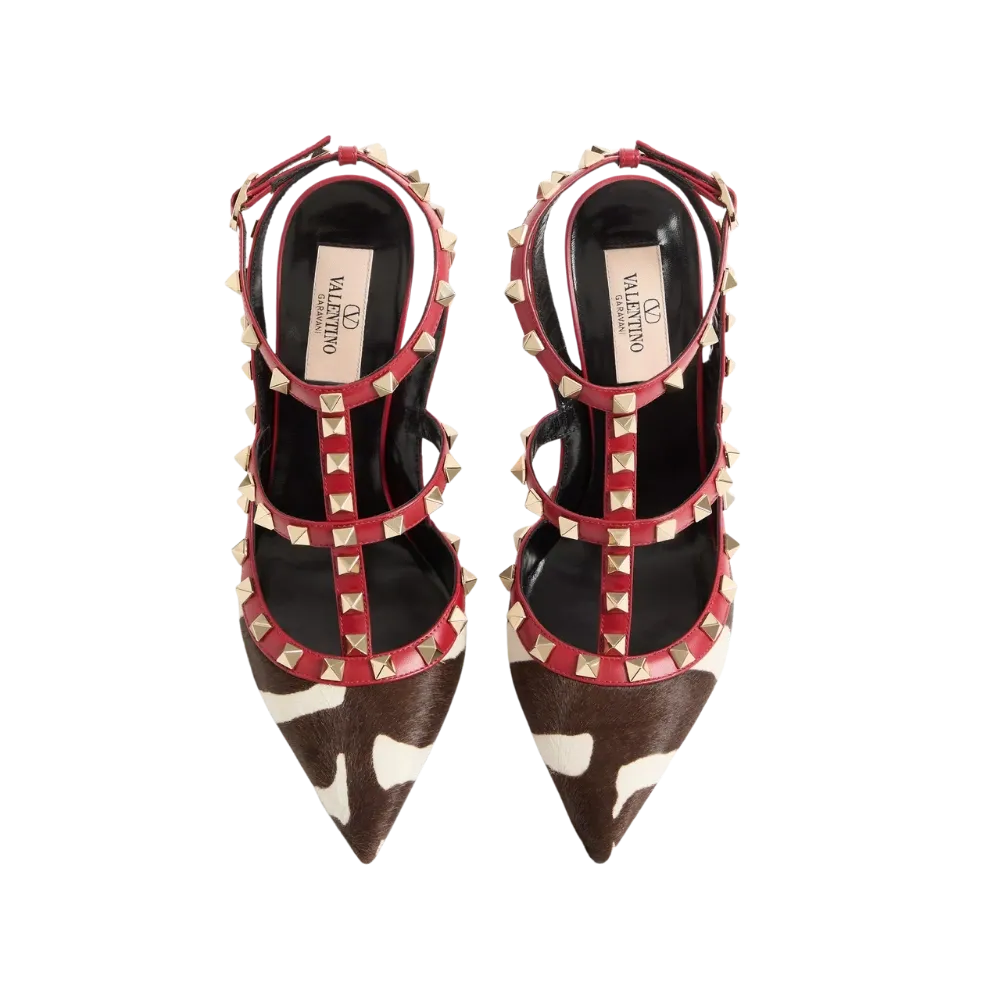 Valentino Rockstud Pumps In Pony-Effect Calfskin 100mm White