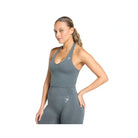 Gymshark Vital Halter Neck Tank With Shelf Crop Top Strong Grey Marl