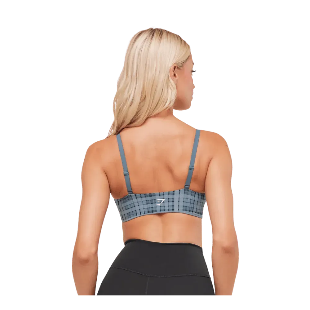 Gymshark Printed Twist Front Bralette Denim Grey