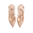 Valentino Rockstud Lace Pump With Straps 100mm Skin