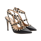 Valentino Rockstud Grainy Leather Ankle Strap Pump 100mm Black