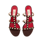 Valentino Rockstud Slide Sandal In Suede 60mm Ebony