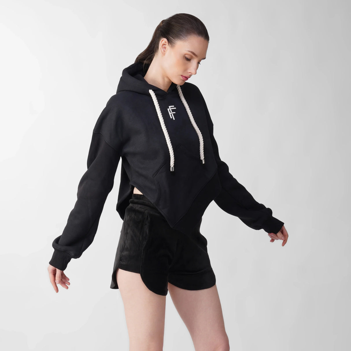 Cotton Fleece Asymmetric Hoodie