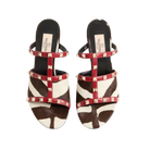 Valentino Rockstud Slide Sandal In Pony-Effect Calfskin 60mm Marrone