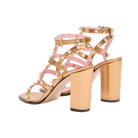 Valentino Rockstud Laminated Calfskin Sandal With Straps 90mm Gold