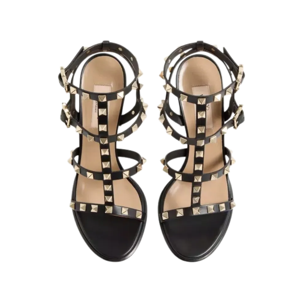 Valentino Rockstud Ankle Strap Sandal 90mm Black
