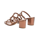 Valentino Rockstud Metallic Calfskin Leather Slide Sandal 60mm Bronze
