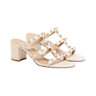 Valentino Rockstud Calfskin Leather Slide Sandal 60mm Light Ivory