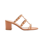 Valentino Rockstud Calfskin Leather Slide Sandal 60mm Almond
