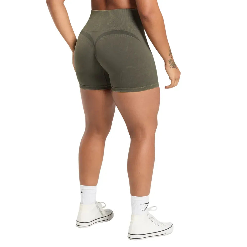 Gymshark Gains Seamless Washed Shorts Strength Green