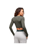 Gymshark Everyday Seamless Long Sleeve Crop Top Strength Green