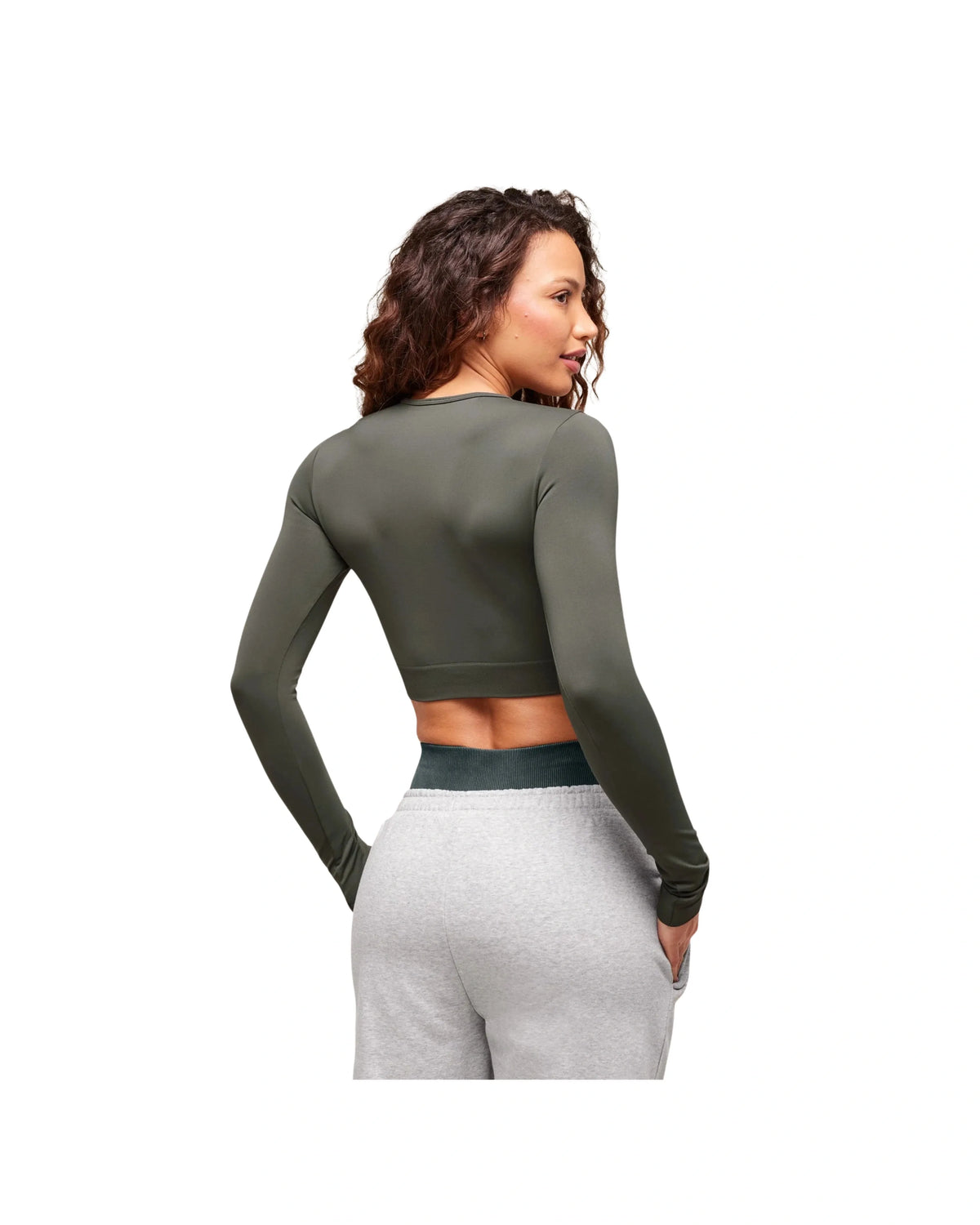 Gymshark Everyday Seamless Long Sleeve Crop Top Strength Green