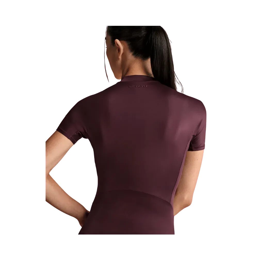 Nike X Skims Shine Women's Mock-Neck Short-Sleeve Top CURRANT