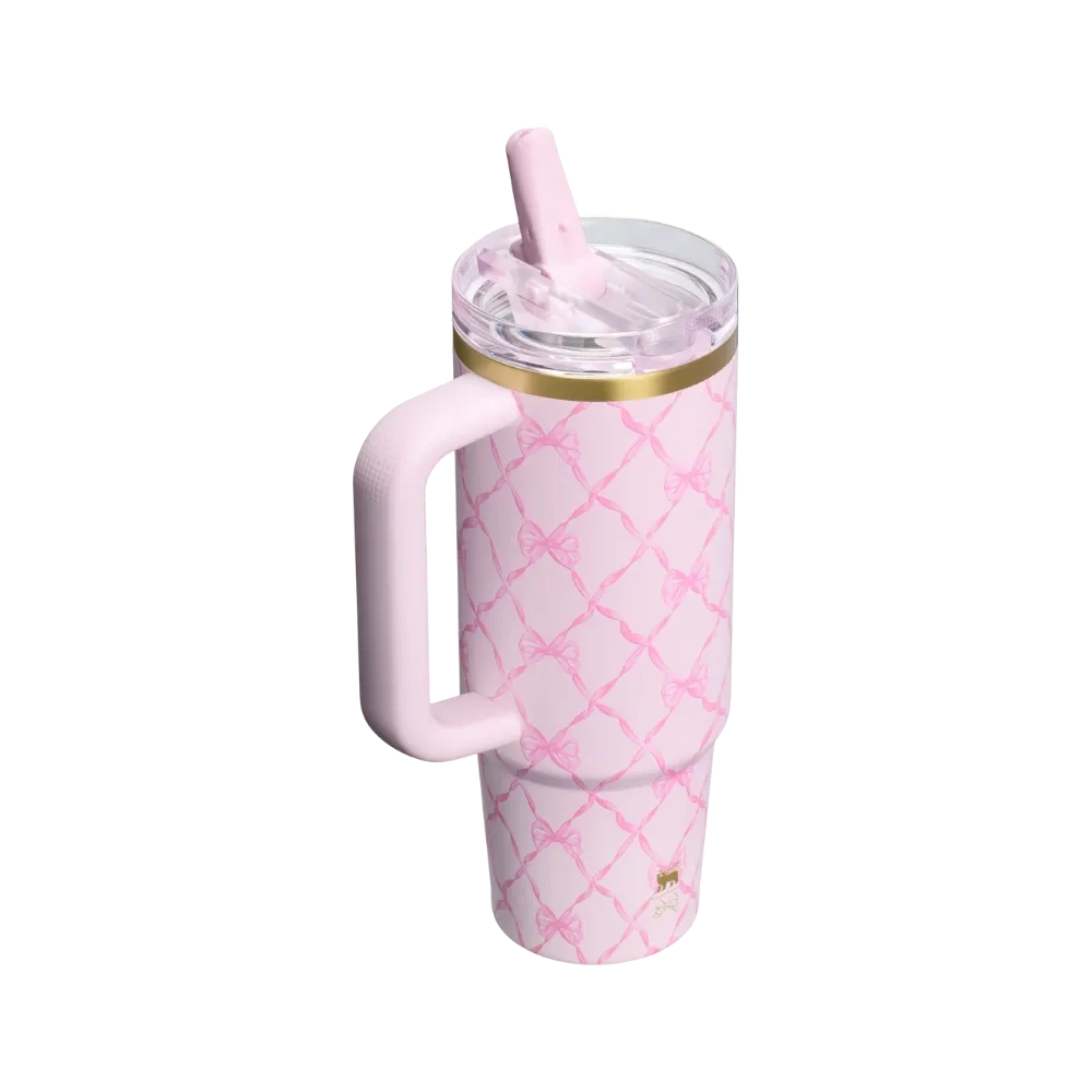 Stanley 1913 x LoveShackFancy Holiday The Quencher Details ProTour Tumbler Set 2-pack Baby Bow Pink Peppermint