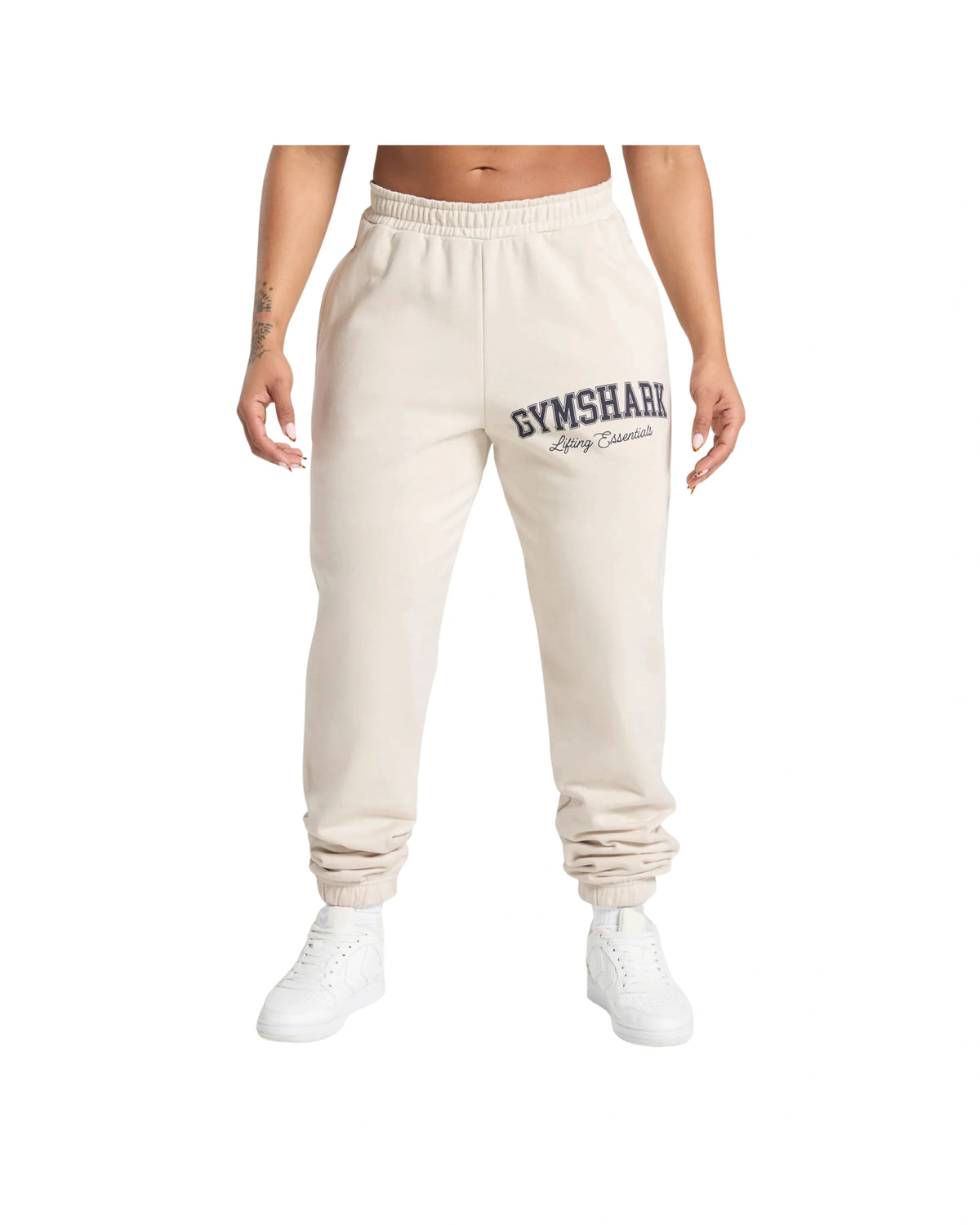Gymshark Lifting Essentials Graphic Brushed Oversized Joggers oversized fit Oat White