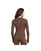 Gymshark Vital Long Sleeve Cut Out Top Body fit Espresso Marl