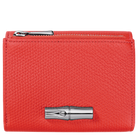 Longchamp Le Roseau Compact wallet Vermilion