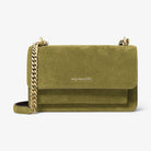 Michael Kors Claire Large Suede Shoulder Bag Pistachio