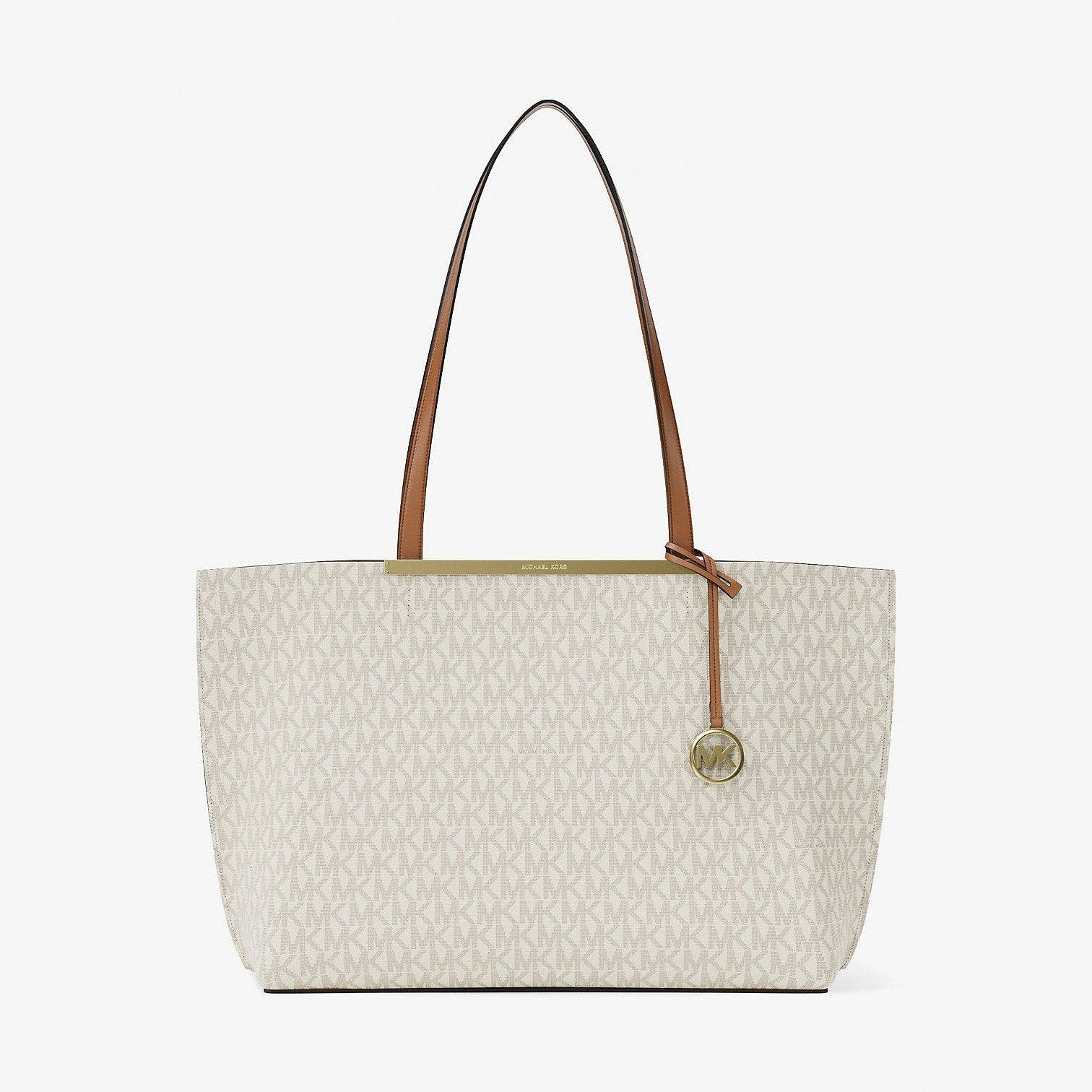 Michael Kors Evelyn Large Signature Logo Tote Bag Vanilla-Acorn