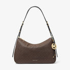 Michael Kors Nolita Medium Signature Logo Shoulder Bag Brown-Blk