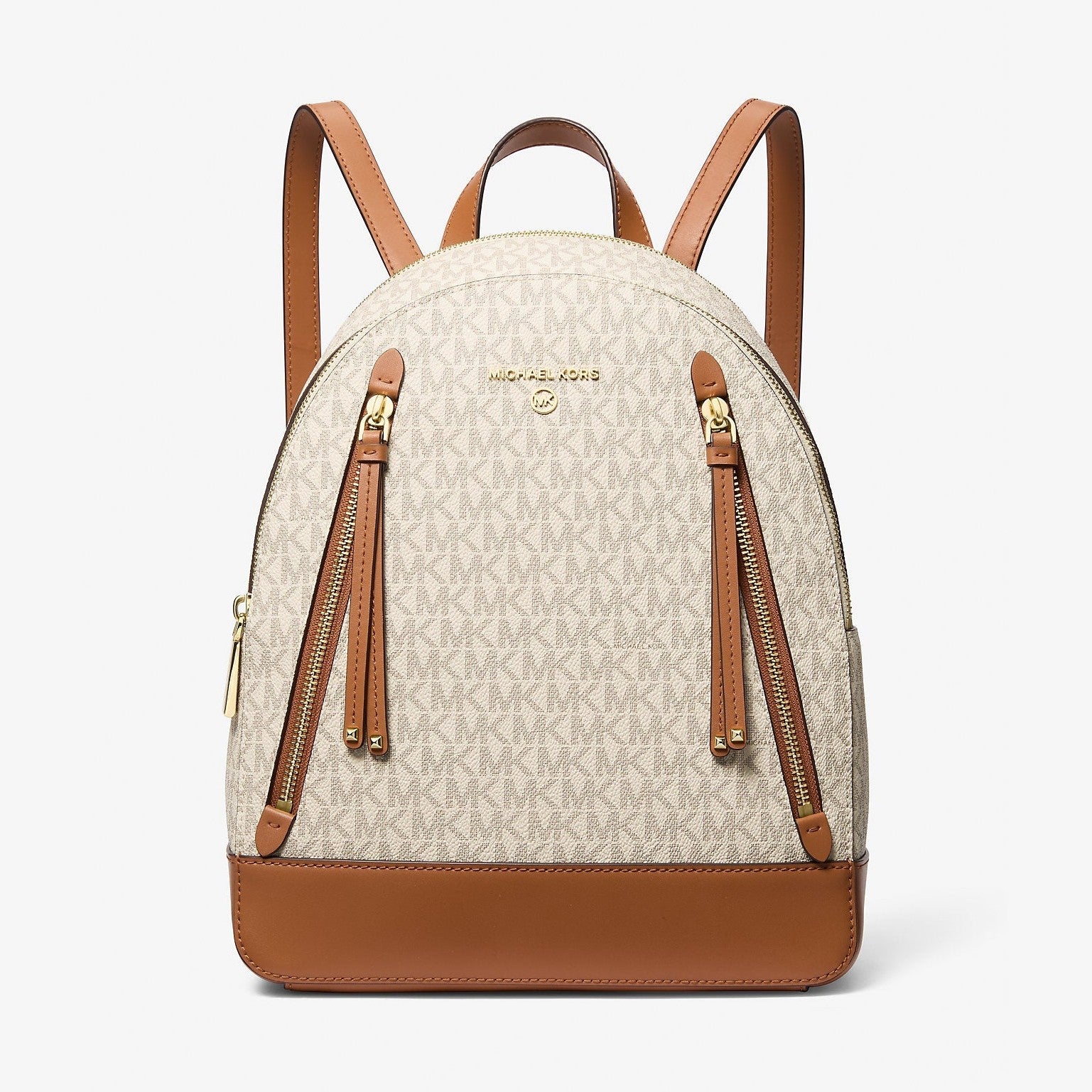 Michael Kors Brooklyn Medium Logo Backpack Vanilla-Acorn