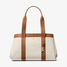 Michael Kors Romee Large Signature Logo and Leather Tote Bag Vanilla-Acorn