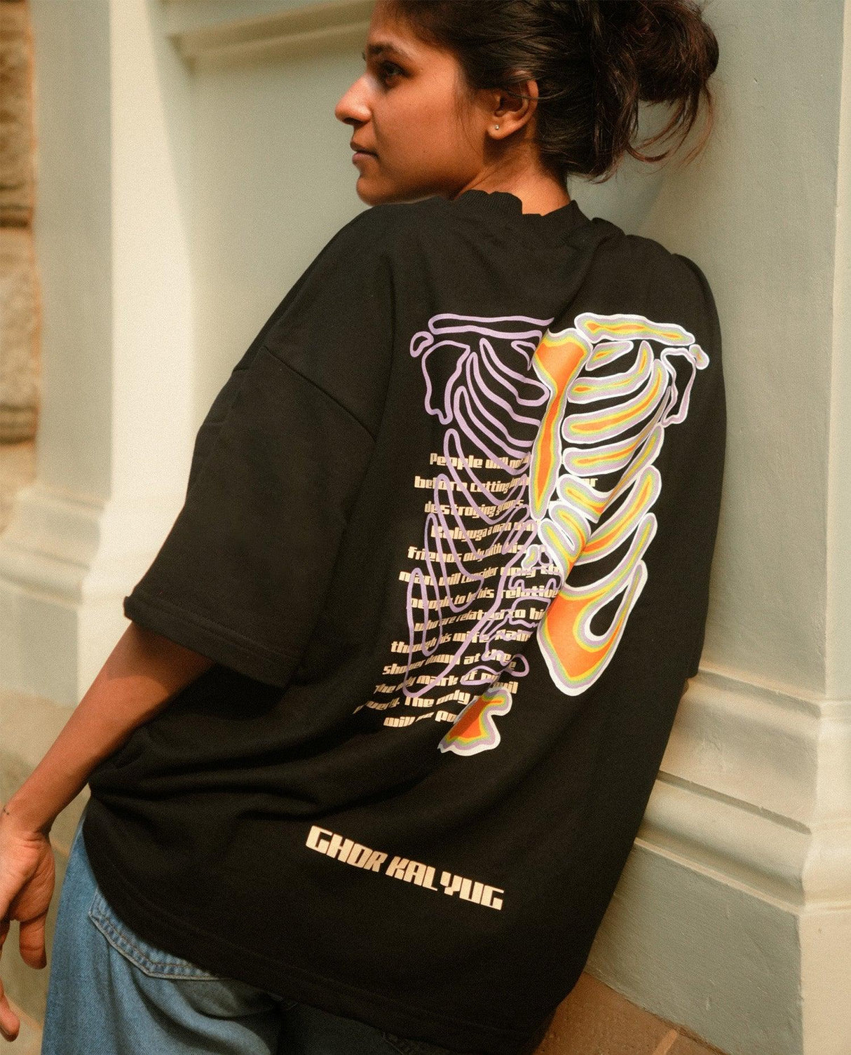 HOUSE OF BRAHMA // Ghor Kaliyug // Black Oversized Unisex T-shirt - dawntown