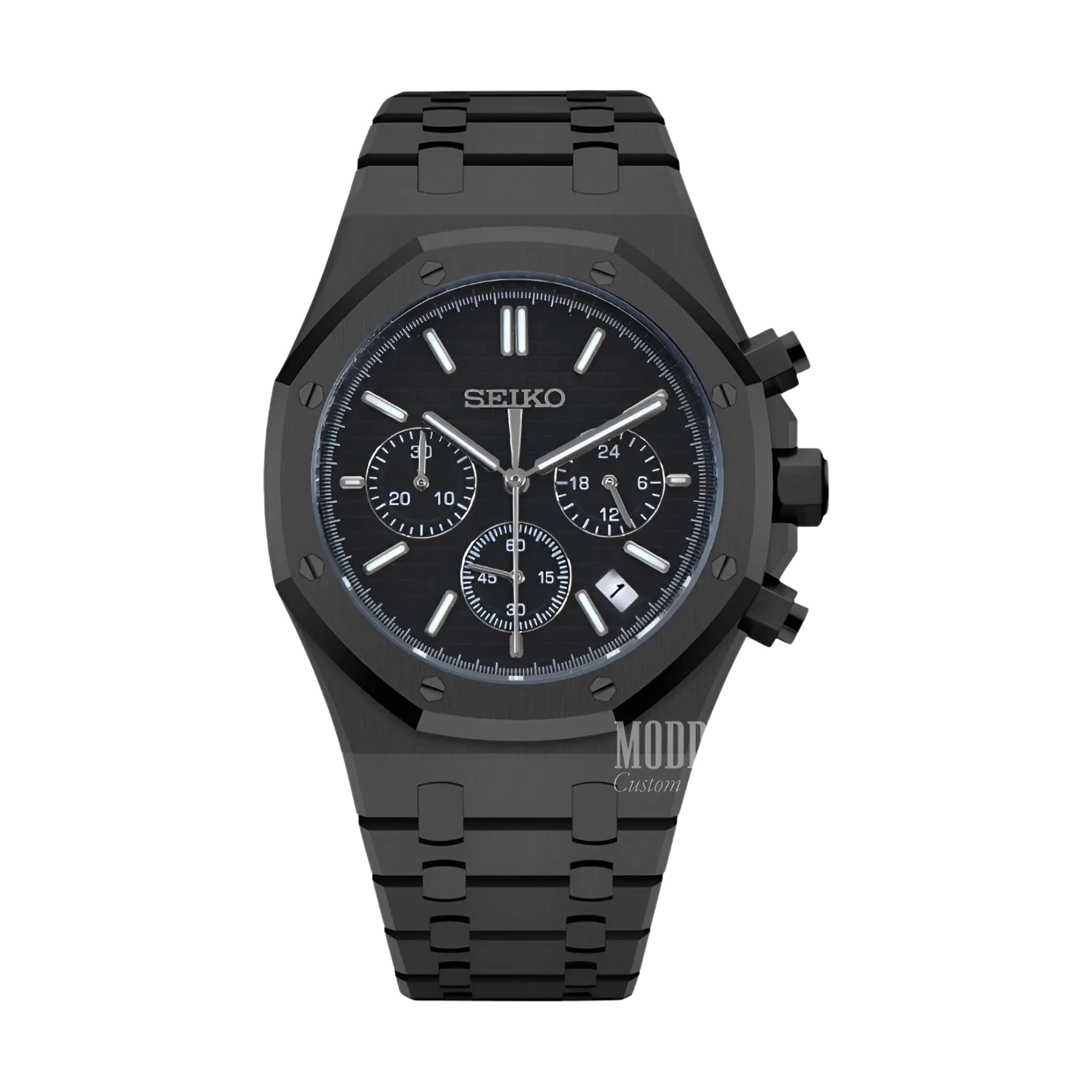 Seiko Mod Royal Seikoak Chrono Triple Black
